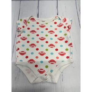 Baby Starters White W/Monkey Short Sleeve One Piece 6-9M